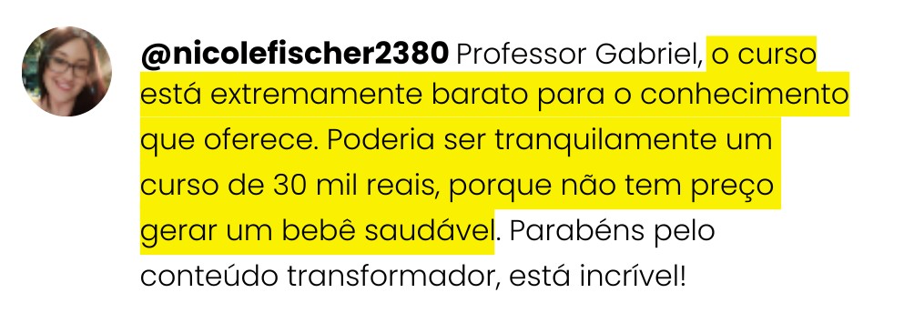 Depoimento de aluna sobre o curso Fertilidade e Gestação