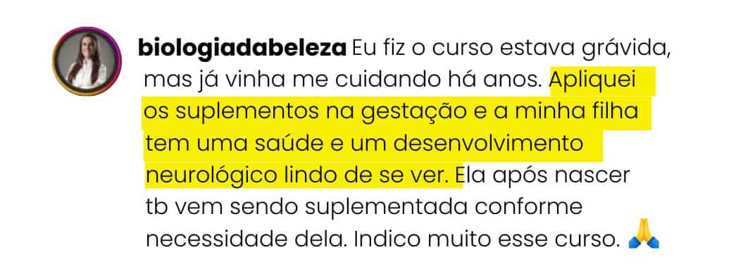 Depoimento de aluna sobre o curso Fertilidade e Gestação