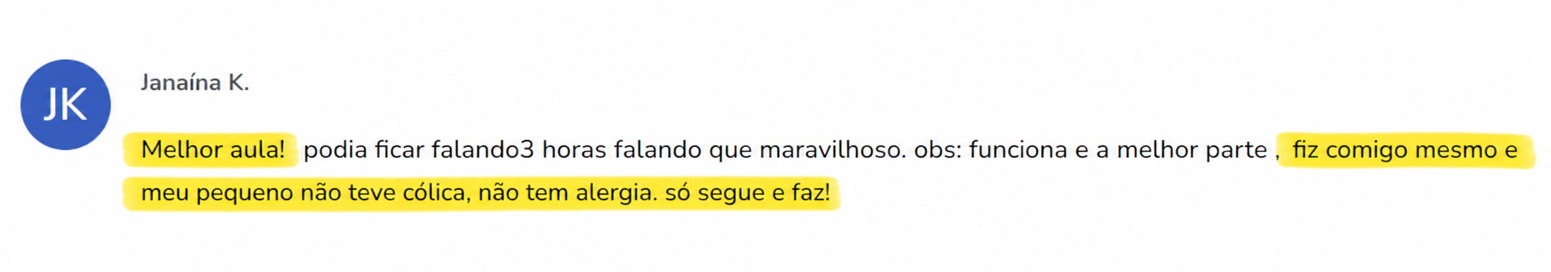 Depoimento de aluna sobre o curso Fertilidade e Gestação