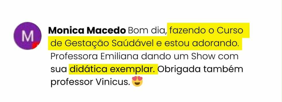 Depoimento de aluna sobre o curso Fertilidade e Gestação